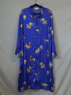 Umgee Royal Blue Animal Print Shirt Dress